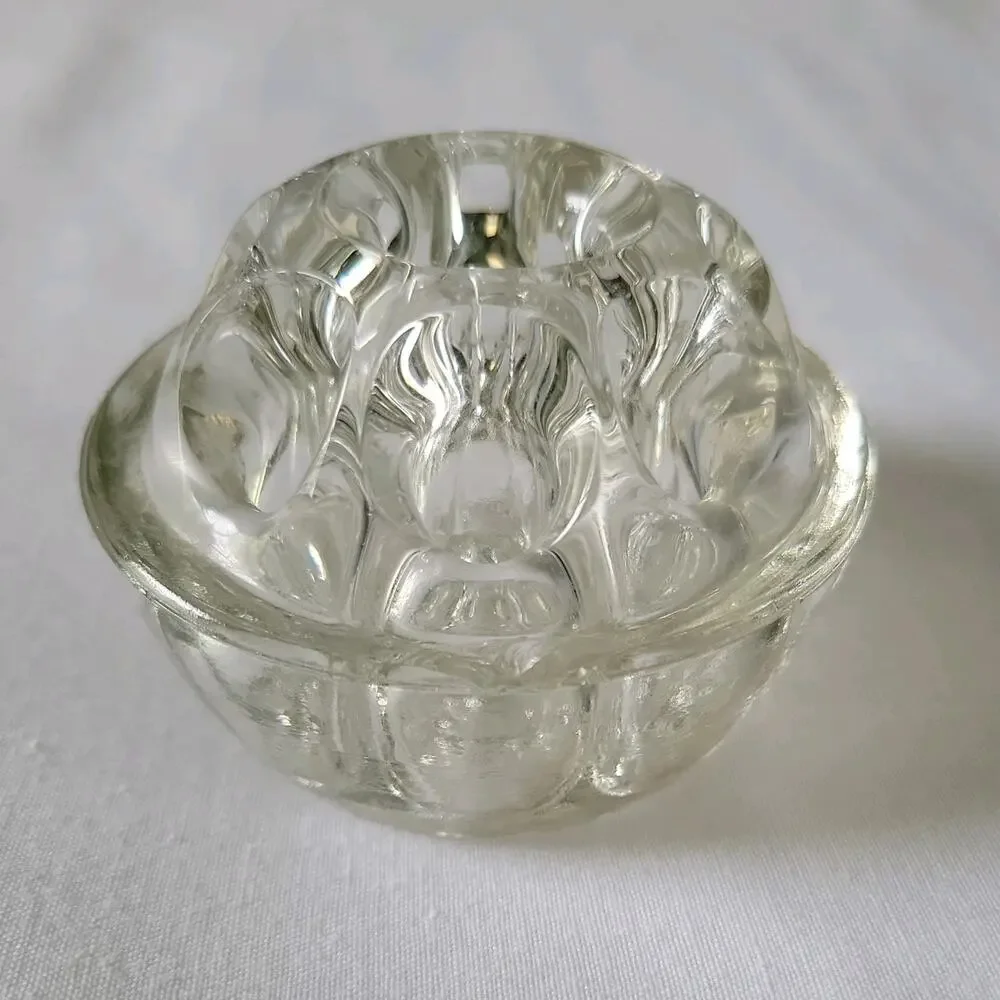 VTG Reims France Crystal Flower Frog Vase Insert 9 Hole Floral Vase 1950